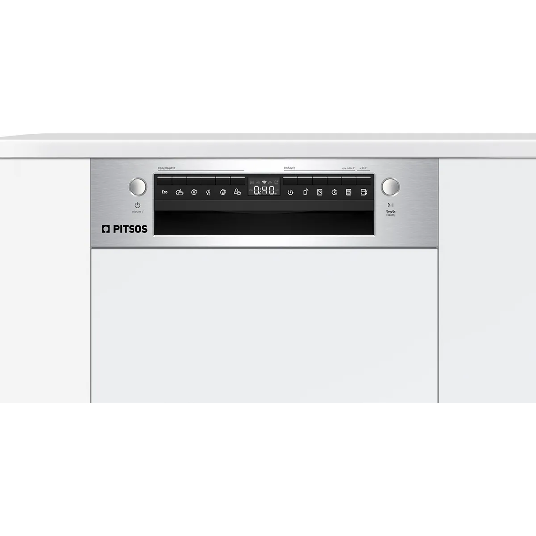 PITSOS DIS60I00 Semi Integrated Dishwasher with Visible Front Panel 45 cm Brushed Steel