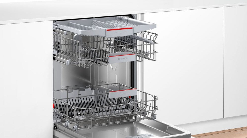 BOSCH SMI4HVS00E Series 4 Semi Integrated Dishwasher with Visible Front 60 cm Brushed Steel