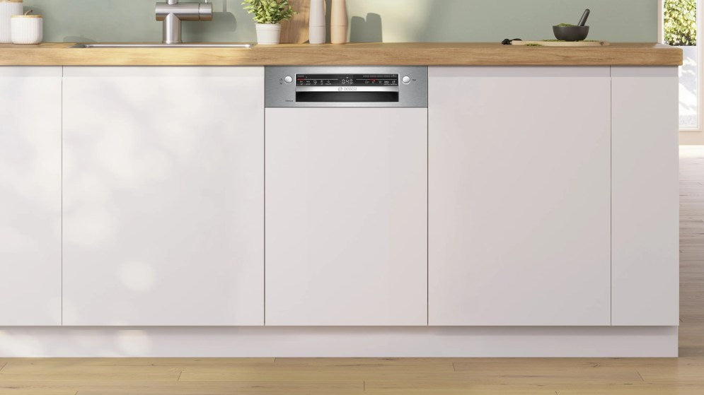 BOSCH SPI2HKS42E Series 2 Semi Integrated Dishwasher with Visible Front 45 cm Brushed Steel