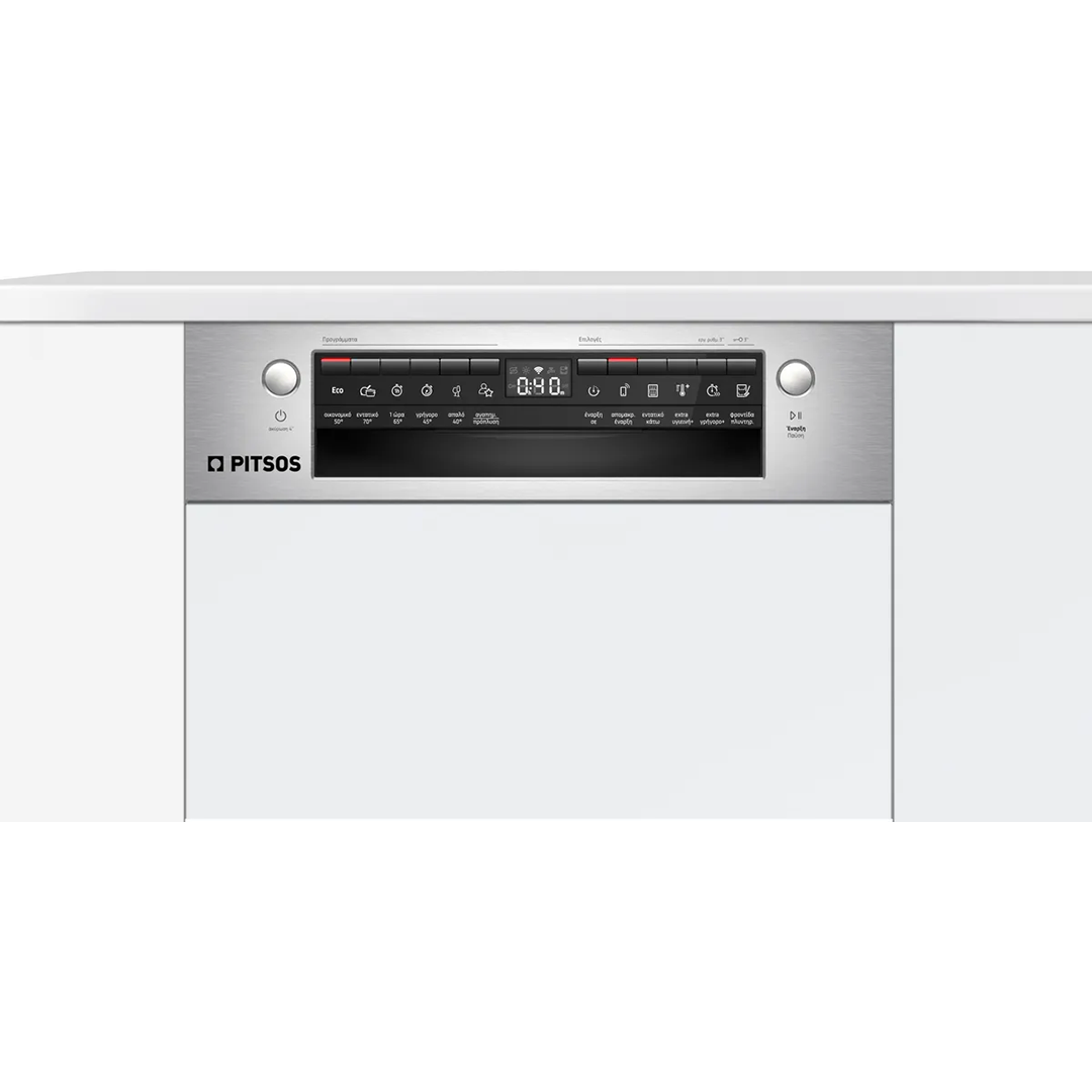 PITSOS DIS61I01 Semi Integrated Dishwasher with Visible Front Panel 45 cm Brushed Steel