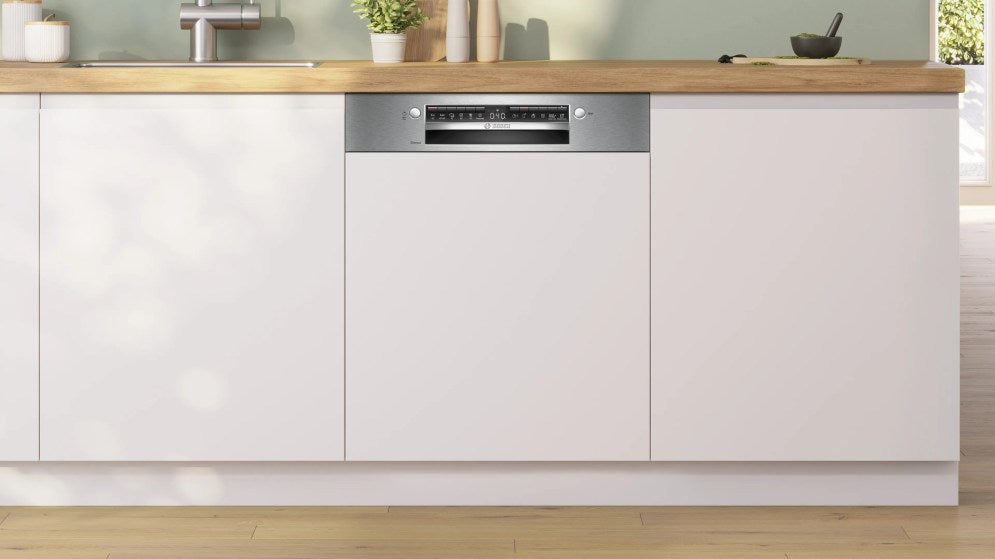 BOSCH SMI4EVS04E Series 4 Semi Integrated Dishwasher with Visible Front 60 cm Brushed Steel