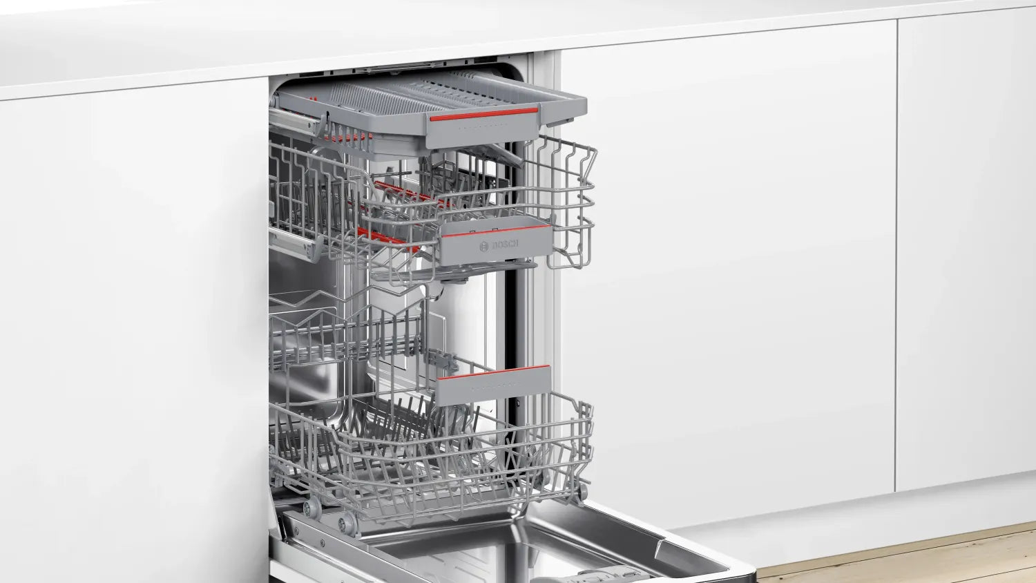 BOSCH SPI6YMS14E Series 6 Semi Integrated Dishwasher with Visible Front 45 cm Brushed Steel