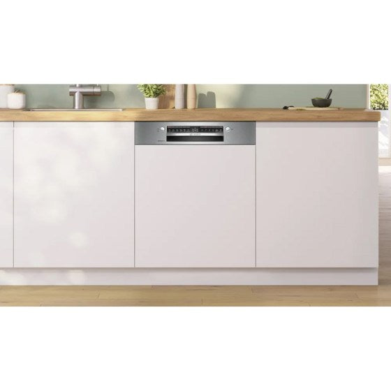 BOSCH SMI4ECS28E Series 4 Semi Integrated Dishwasher with Visible Front 60 cm Brushed Steel