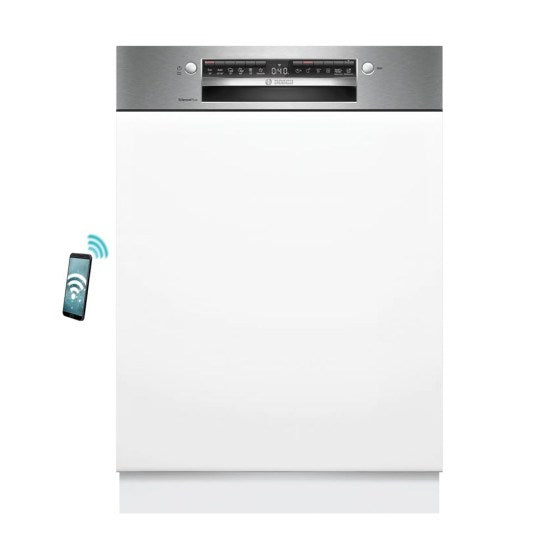 BOSCH SMI4ECS28E Series 4 Semi Integrated Dishwasher with Visible Front 60 cm Brushed Steel