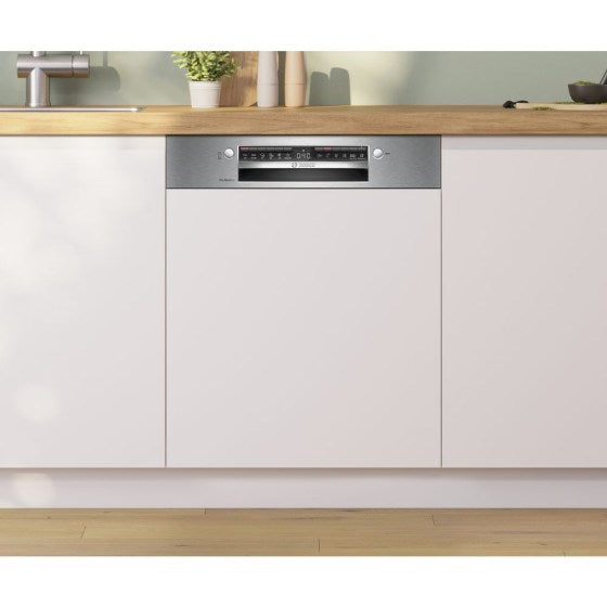 BOSCH SMI6ZCS10E Series 6 Semi Integrated Dishwasher with Visible Front 60 cm Brushed Steel