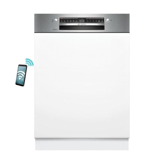 BOSCH SMI6ZCS10E Series 6 Semi Integrated Dishwasher with Visible Front 60 cm Brushed Steel