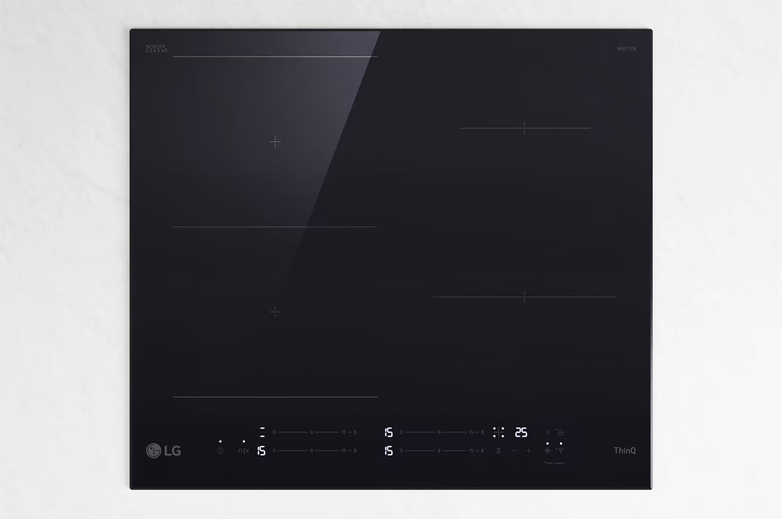 LG CBIZ2435B Built-In Induction Hobs 60cm, 4 Hotplates with 1 Flexible Zone, Touch Screen, Frameless