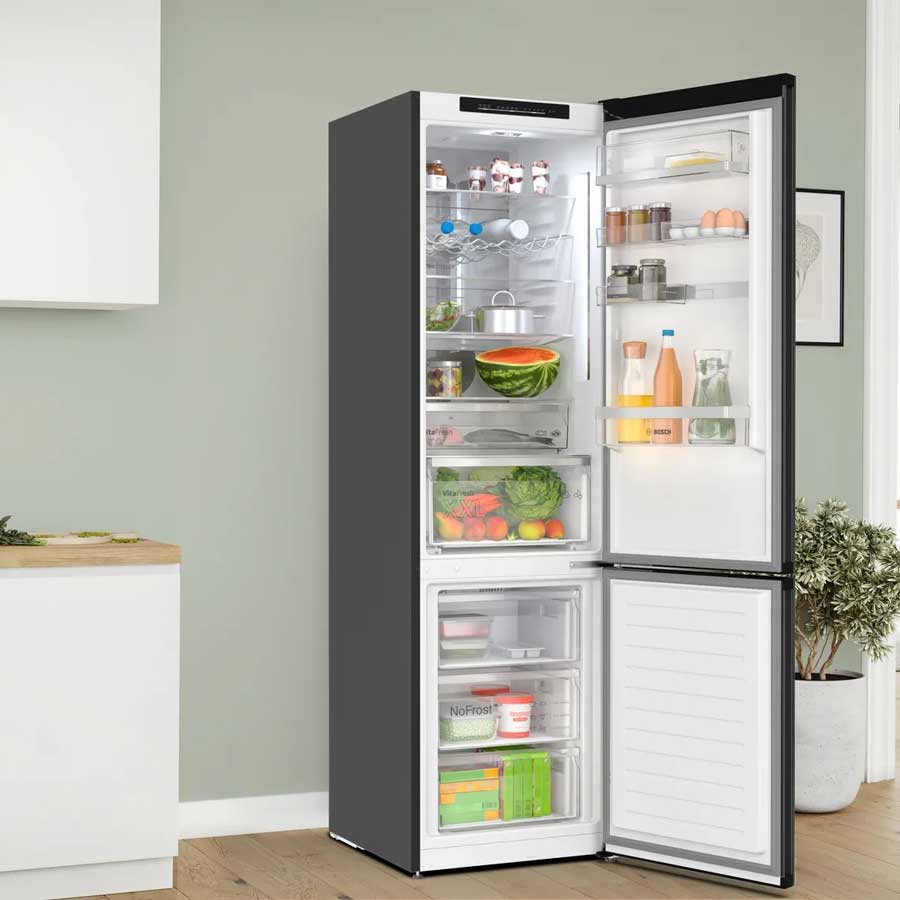 BOSCH KGN39LBCF Series 6 Freestanding Bottom Mount Refrigerator, with Glass Door 203 x 60 cm Black, Total No Frost