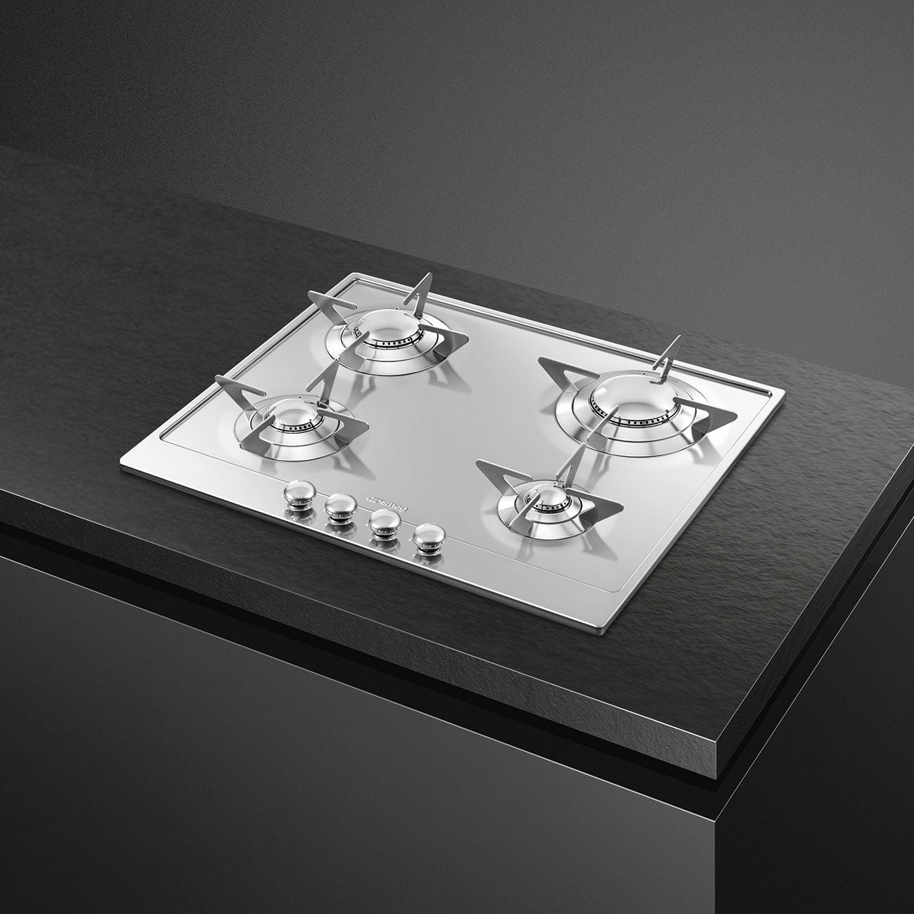 SMEG P64ES Piano Design Aesthetic Built-In Gas Hobs, 60 cm, Stainless Steel