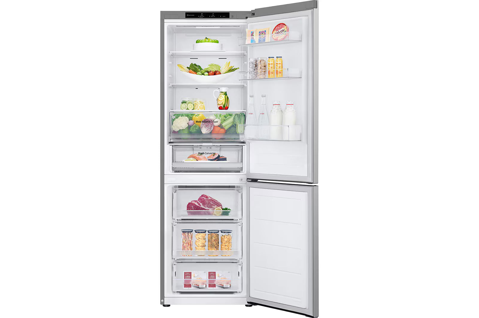 LG GBV3100DPY 344L NatureFRESH™ Tall Fridge Freezer, Prime Silver