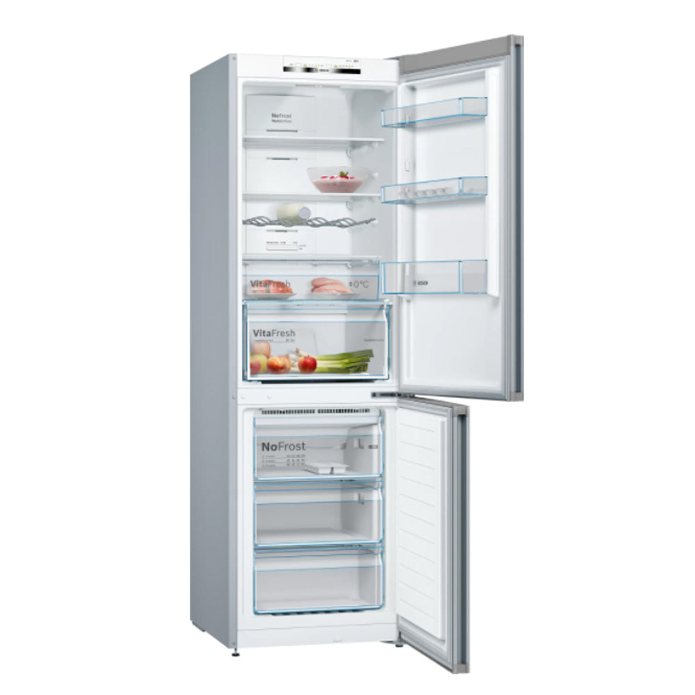 BOSCH KGN36VLED Series 4 Freestanding Bottom Mount Refrigerator 186 x 60 cm Metal Look, Total No Frost