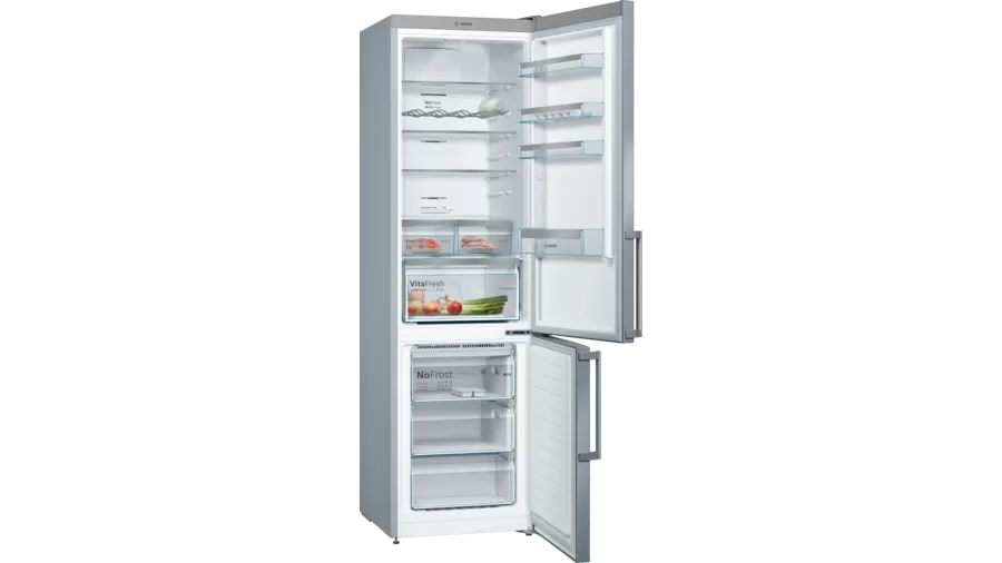BOSCH KGN397IEQ Series 4 Freestanding Bottom Mount Refrigerator 203 x 60 cm Brushed Steel Anti-Fingerprint, Total No Frost