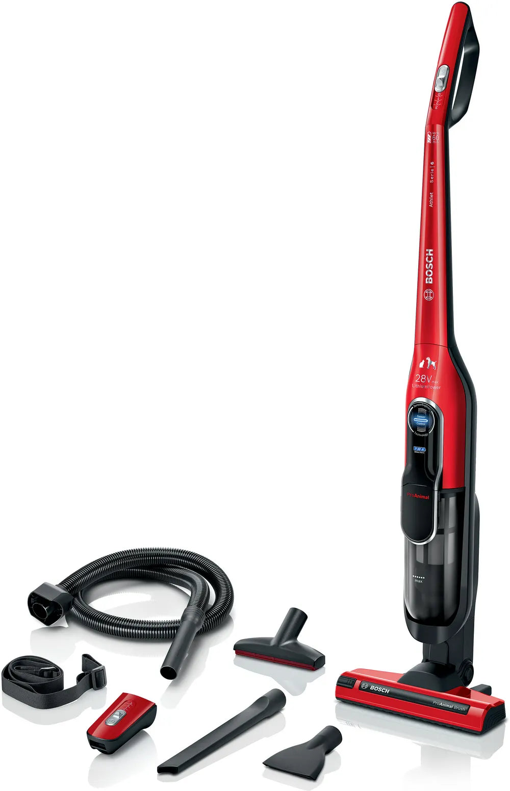 BOSCH BCH86PET1 Series 6 Athlet ProAnimal 28Vmax Rechargeable Vacuum Cleaner Red