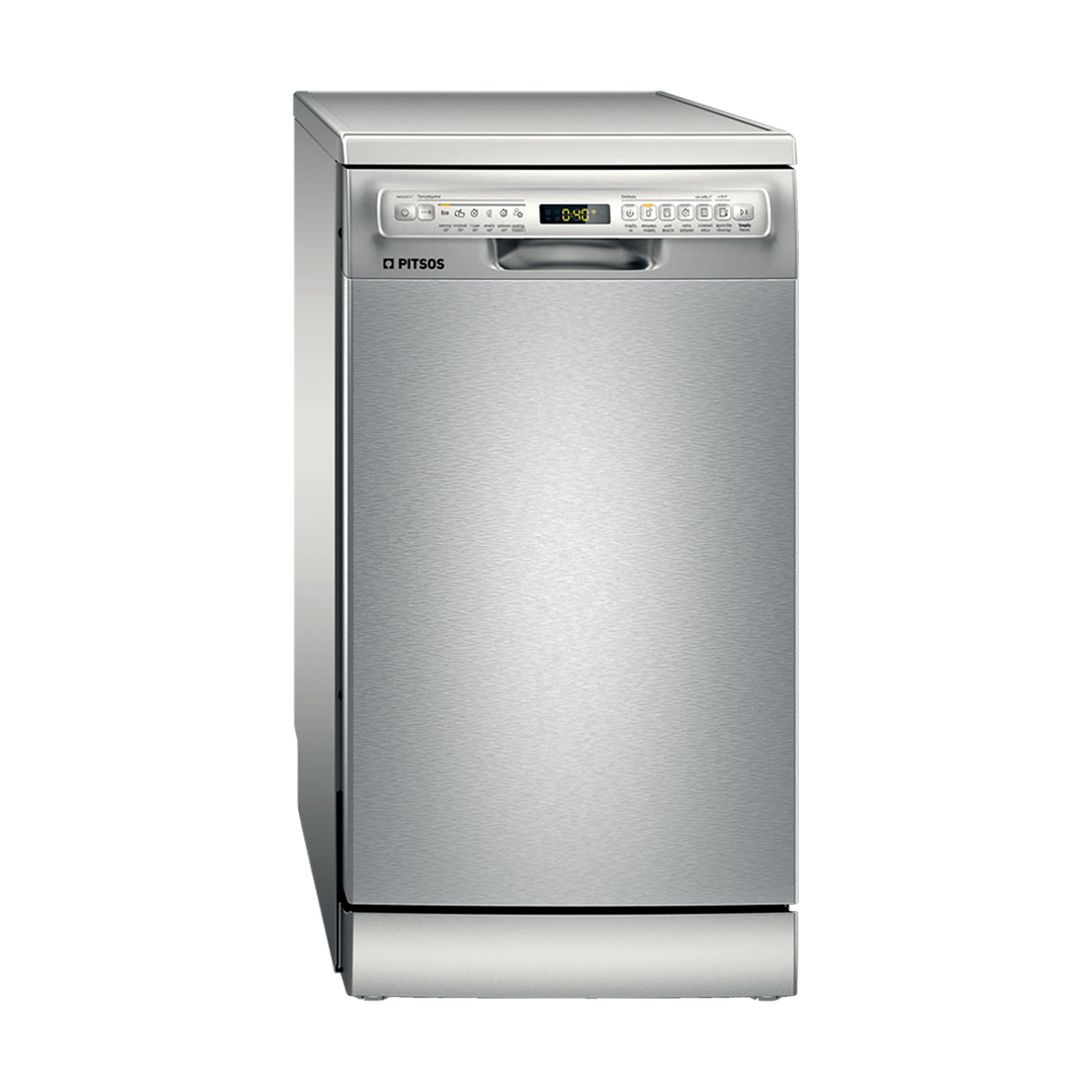 PITSOS DSS60I00 Freestanding Dishwasher 45 cm Brushed Steel Anti-Fingerprint