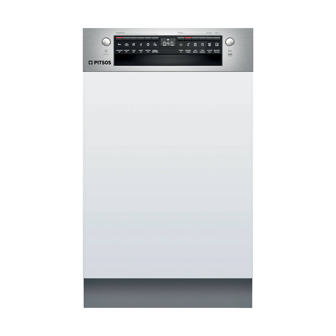 PITSOS DIS60I00 Semi Integrated Dishwasher with Visible Front Panel 45 cm Brushed Steel