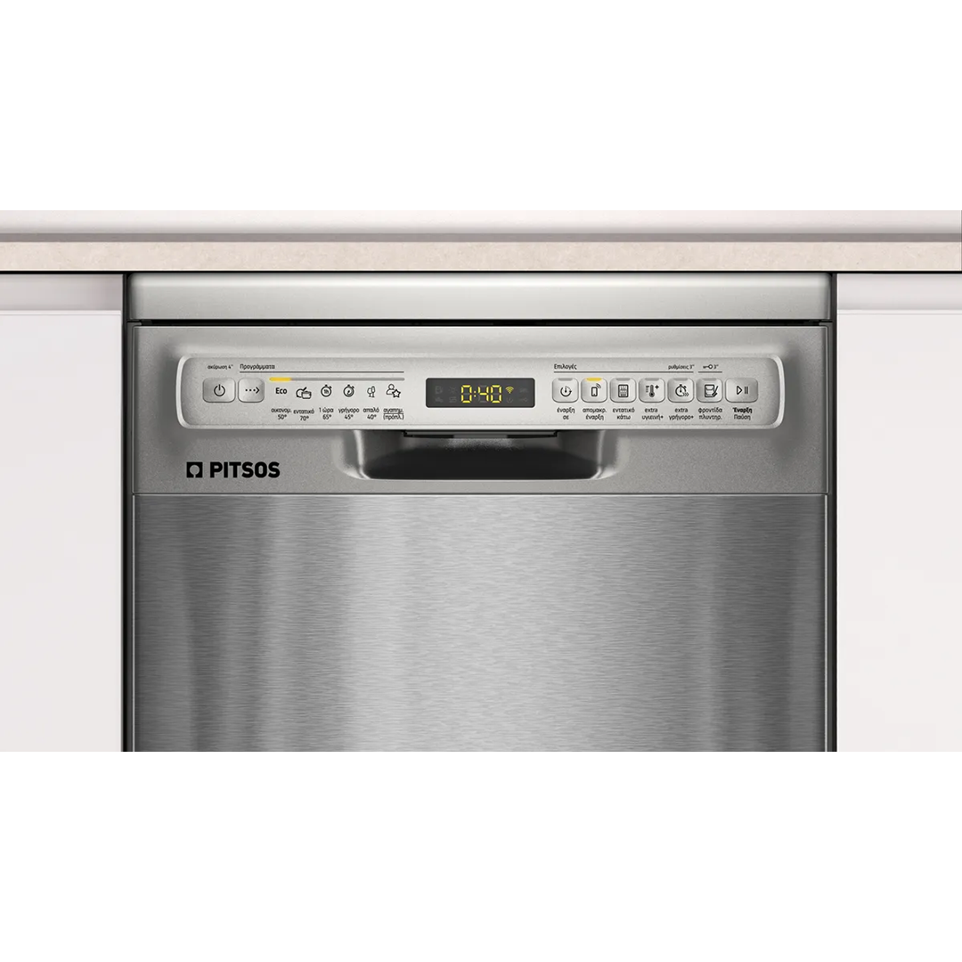 PITSOS DSS61I01 Freestanding Dishwasher 45 cm Brushed Steel Anti-Fingerprint