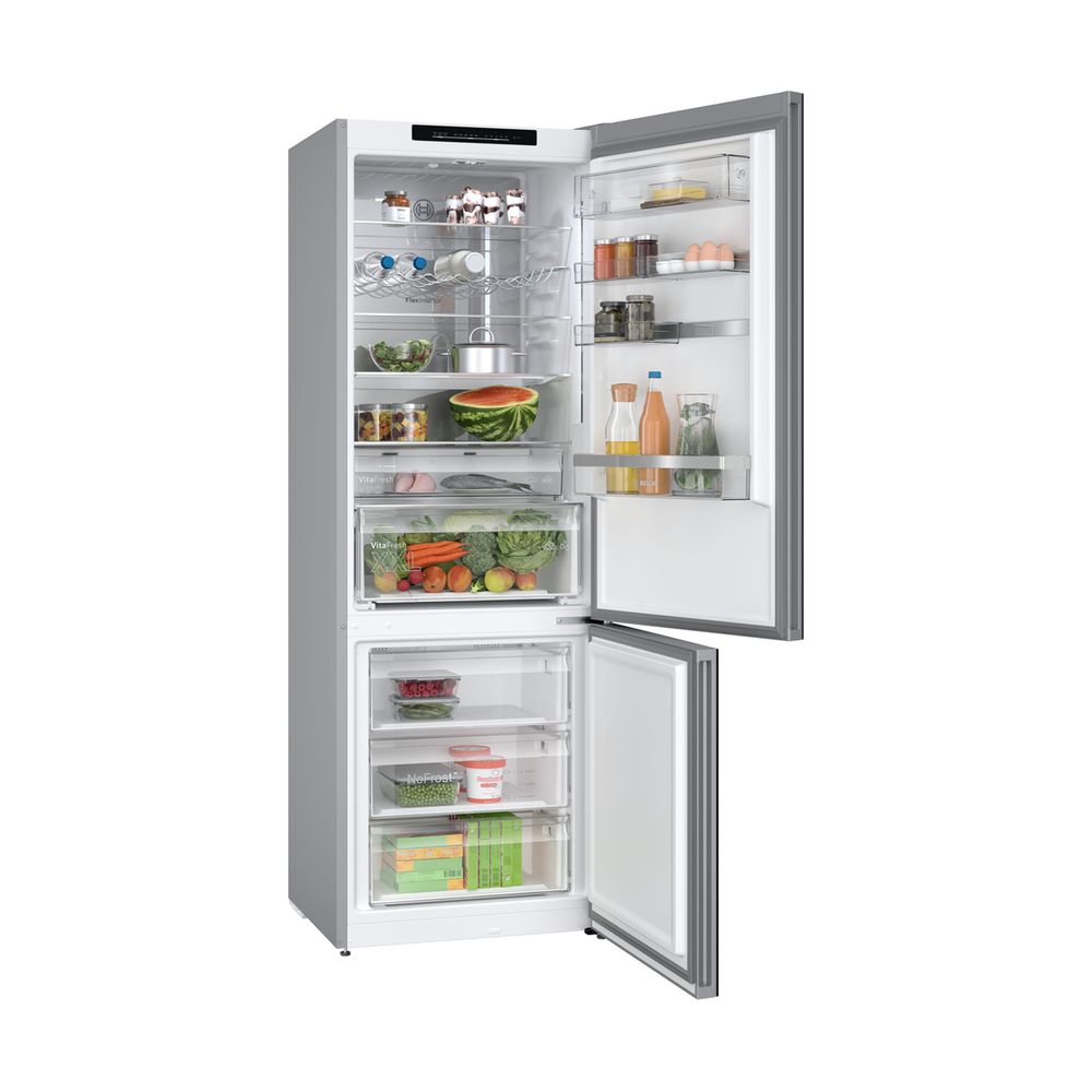 BOSCH KGN49LBCF Series 6 Freestanding Bottom Mount Refrigerator, with Glass Door 203 x 70 cm Black, Total No Frost