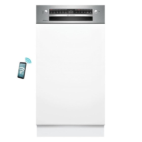 BOSCH SPI4EMS24E Series 4 Semi Integrated Dishwasher with Visible Front 45 cm Brushed Steel