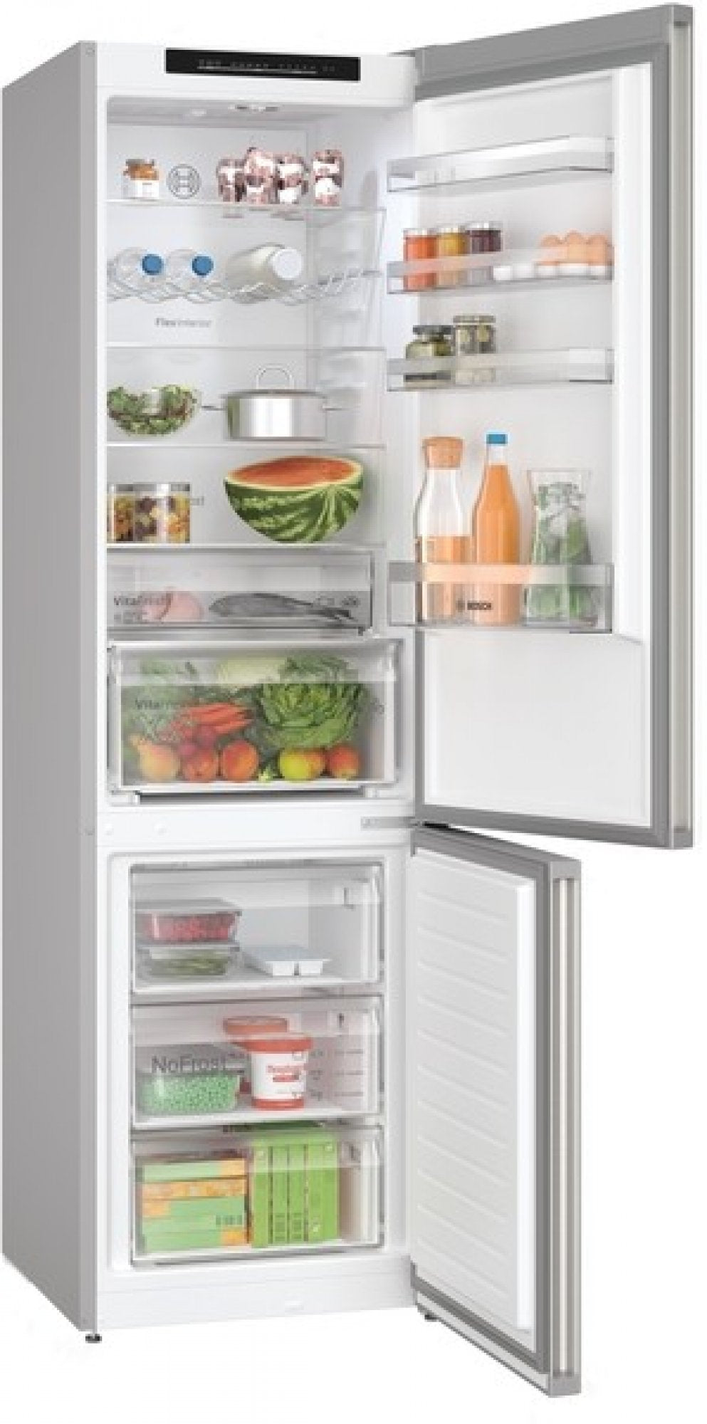 BOSCH KGN392ICF Series 4 Freestanding Bottom Mount Refrigerator 203 x 60 cm Brushed Steel Anti-Fingerprint, Total No Frost
