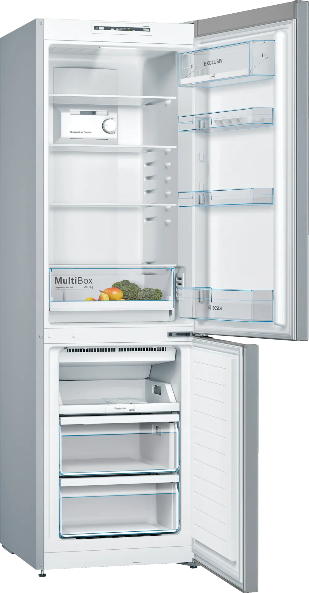 BOSCH KGN36ELEA Series 2 Freestanding Bottom Mount Refrigerator 186 x 60 cm Metal Look, Total No Frost