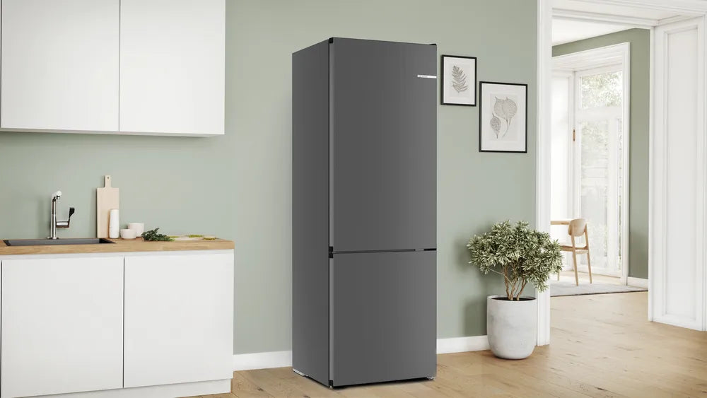 BOSCH KGN49OCAF Series 4 Freestanding Bottom Mount Refrigerator 203 x 70 cm Anthracite Steel, Green Collection, Total No Frost