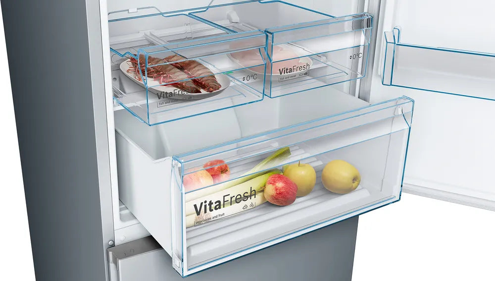 BOSCH KGN49XIEA Series 4 Freestanding Bottom Mount Refrigerator 203 x 70 cm Brushed Steel Anti-Fingerprint, Total No Frost