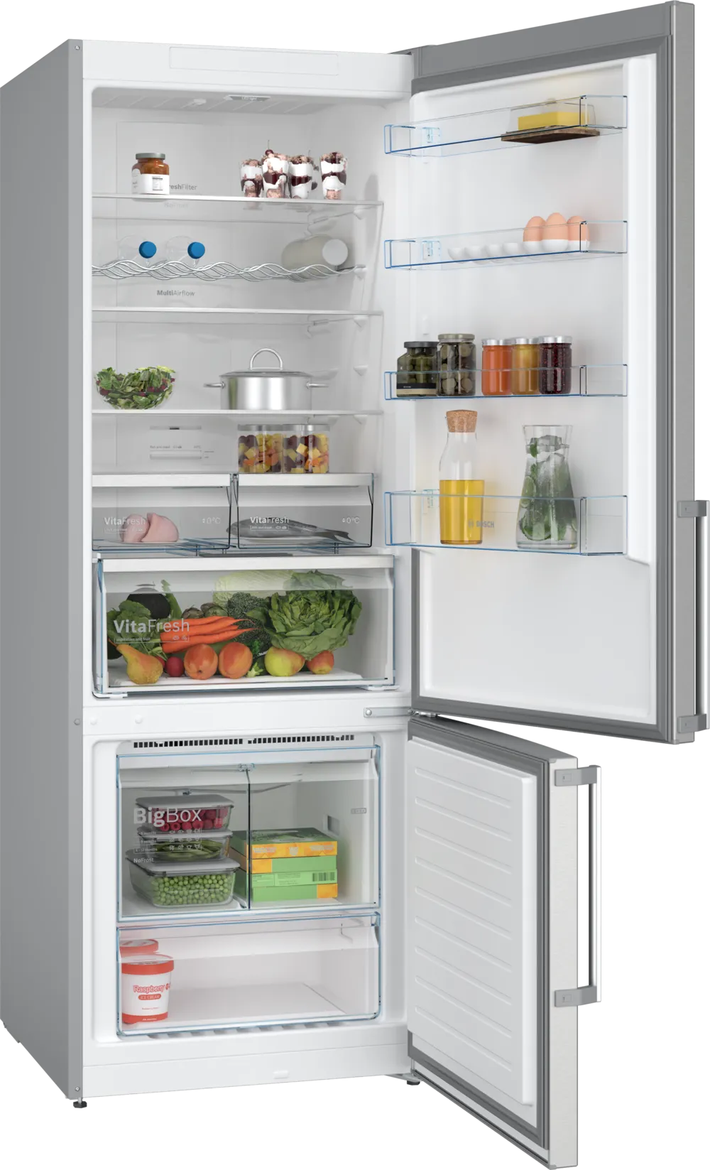 BOSCH KGN56XIER Series 4 Freestanding Bottom Mount Refrigerator 193 x 70 cm Brushed Steel Anti-Fingerprint, Total No Frost