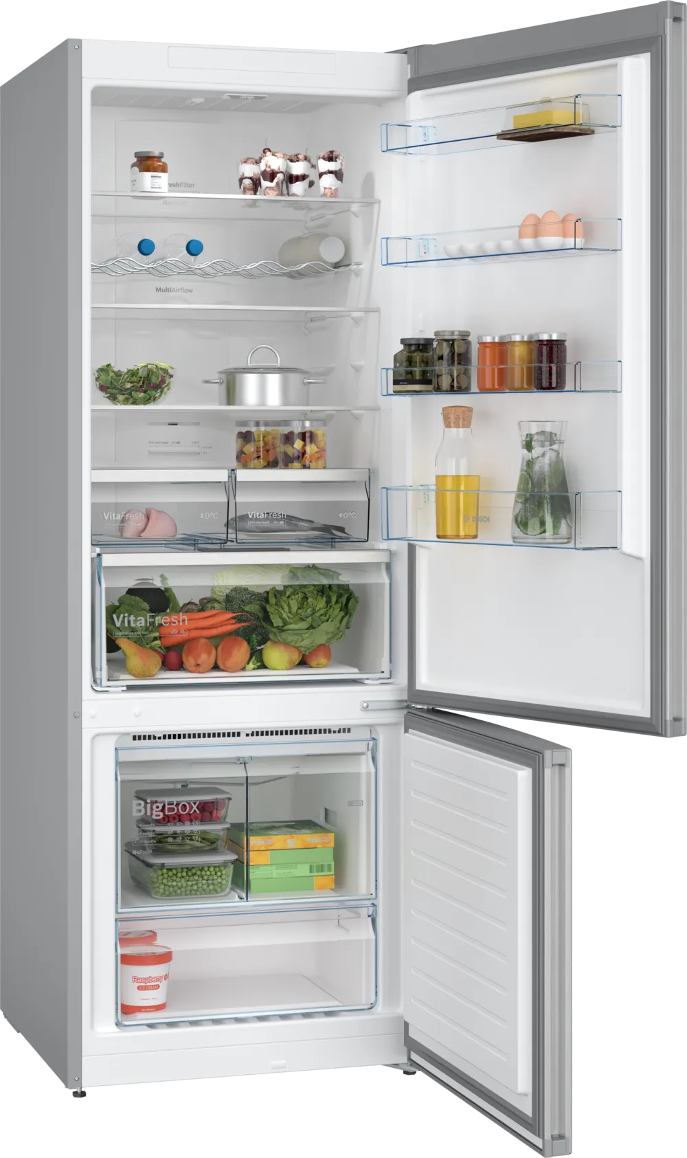 BOSCH KGN56XLEB Series 4 Freestanding Bottom Mount Refrigerator 193 x 70 cm Metal Look, Total No Frost