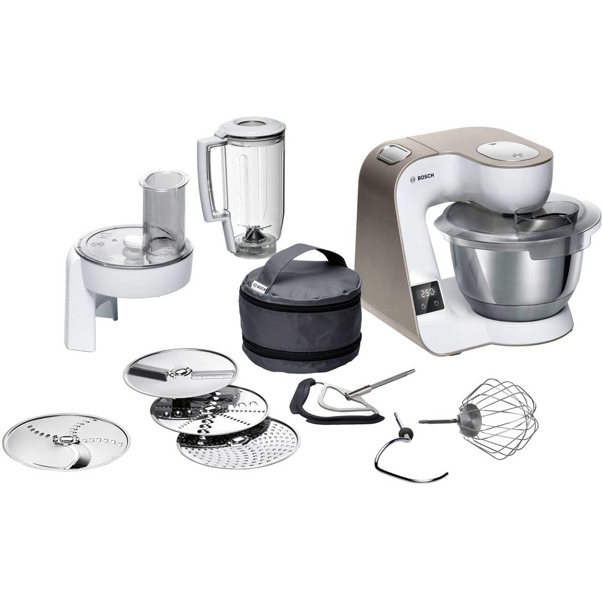 BOSCH MUM5XW20 Series 4 Food Processor with Digital Scale MUM 5 1000 W White, Champagne