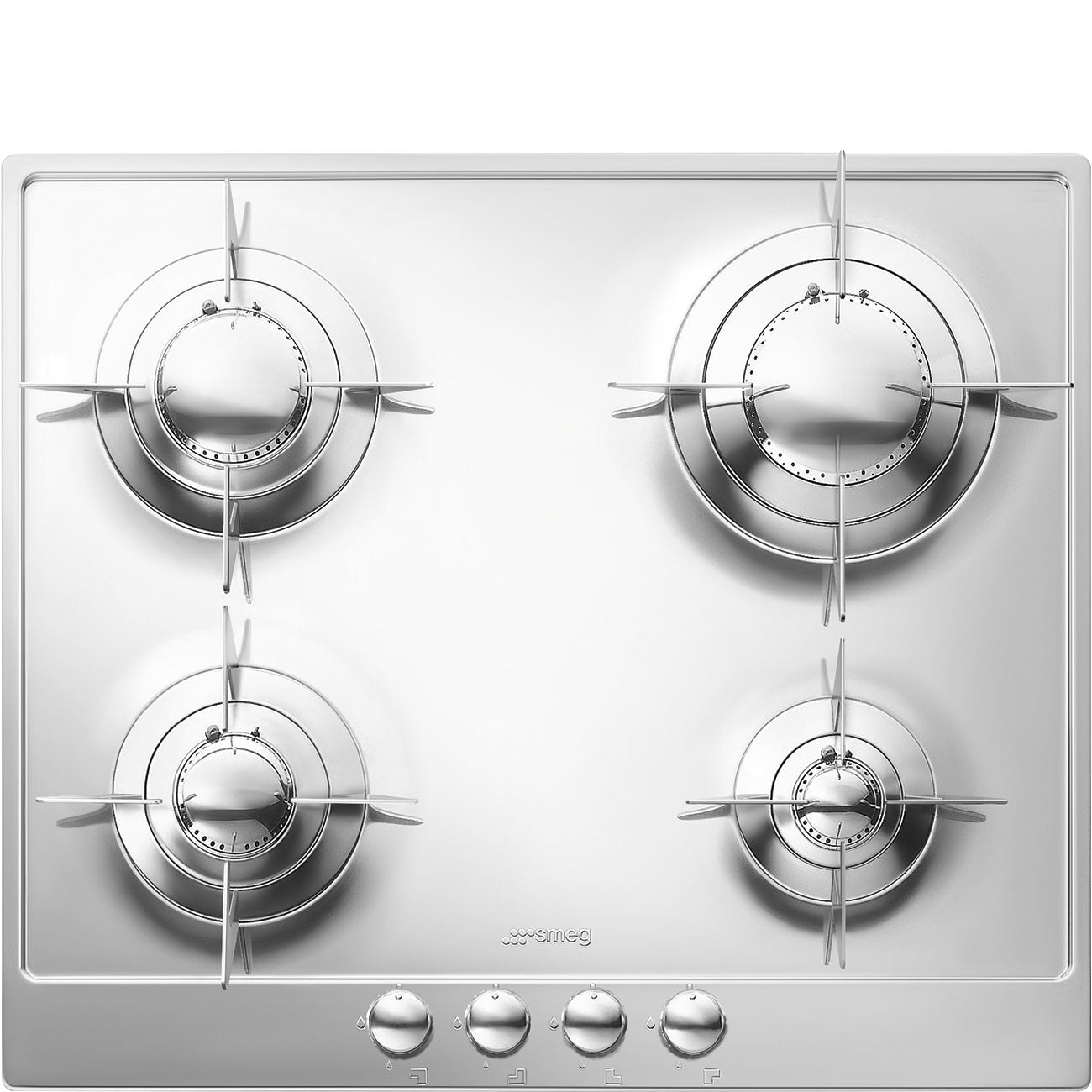SMEG P64ES Piano Design Aesthetic Built-In Gas Hobs, 60 cm, Stainless Steel