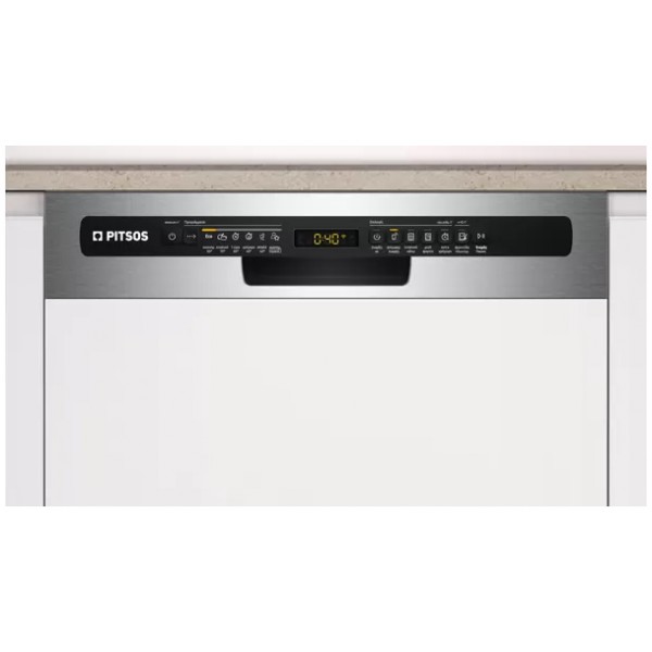 jlf electronics pitsos dif60i00 semi integrated dishwasher with visible front 60 cm stainless steel
