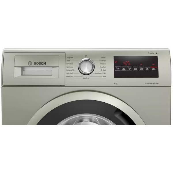 bosch wan282x1gb series 4 freestanding washing machine front loader 8 kg silver inox